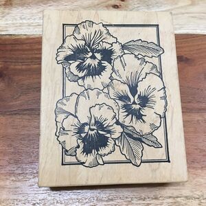 Stampa Rosa Wood Mounted Rubber Stamp Pansies Floral Botanical 91664 1998 VTG